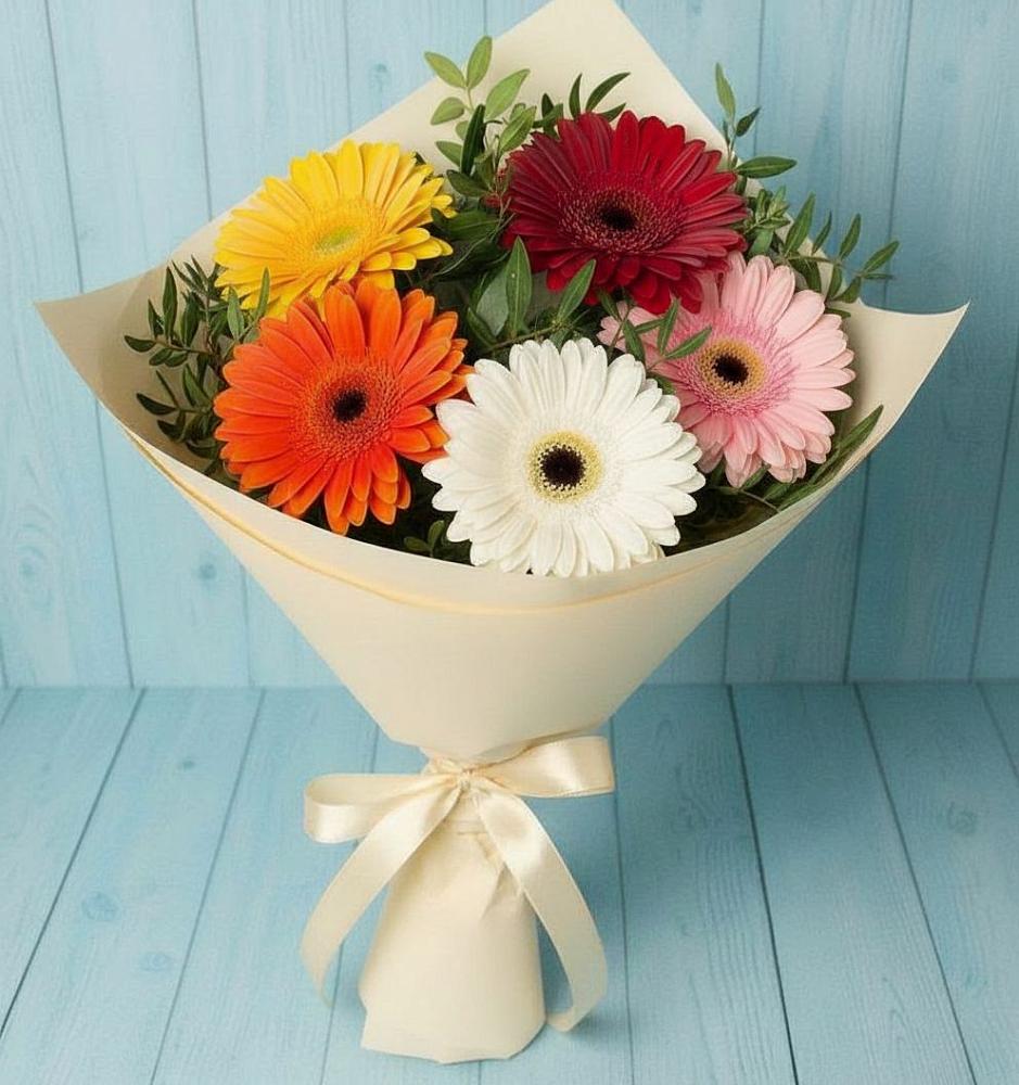 Букет цветов из: Герберы в Средний Икорец