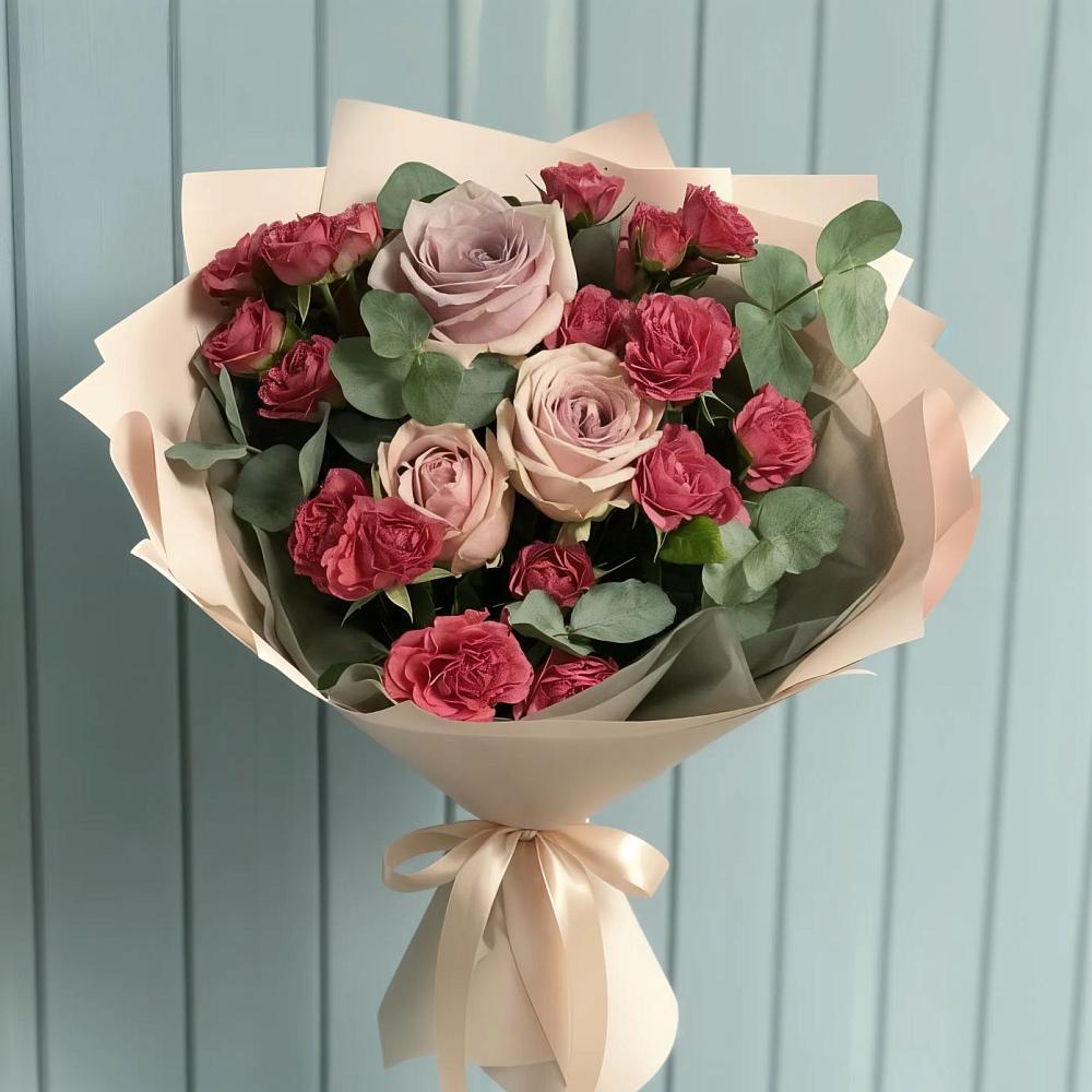 Букет цветов из: Гвоздики и Розы в Средний Икорец