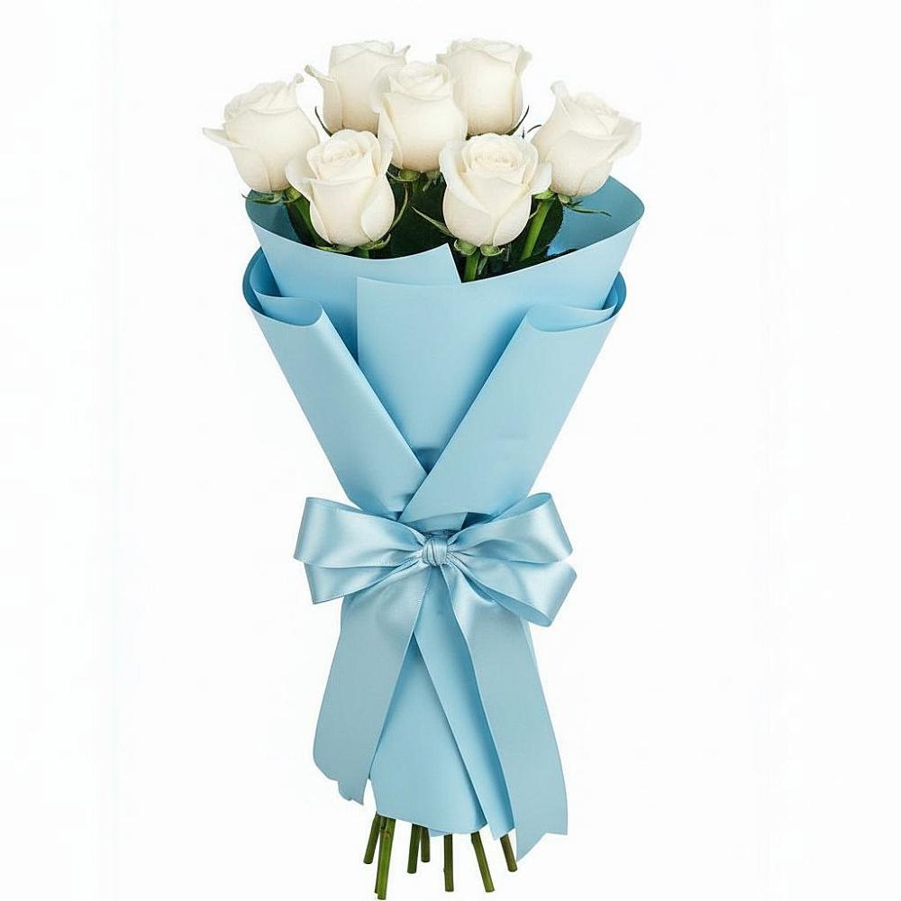 Букет 7 белых роз Проуд в Средний Икорец