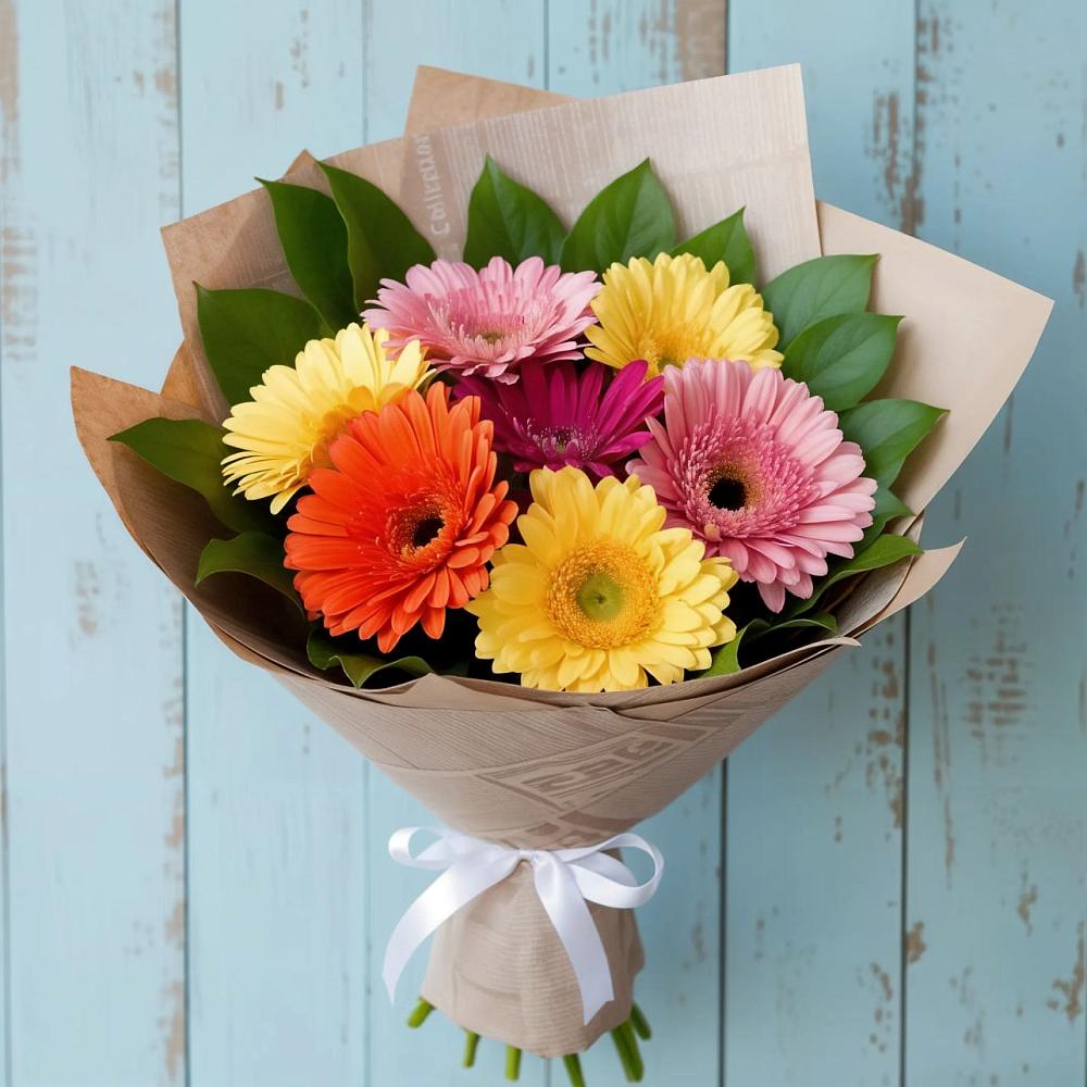 Букет цветов из: Герберы в Средний Икорец