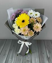 Букет цветов из:  Розы, Герберы и Хризантемы в Средний Икорец