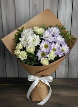 Букет цветов из:  Хризантемы и Розы в Средний Икорец