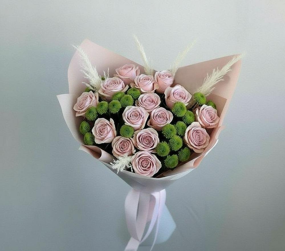 Букет цветов из: Розы и Хризантемы в Средний Икорец