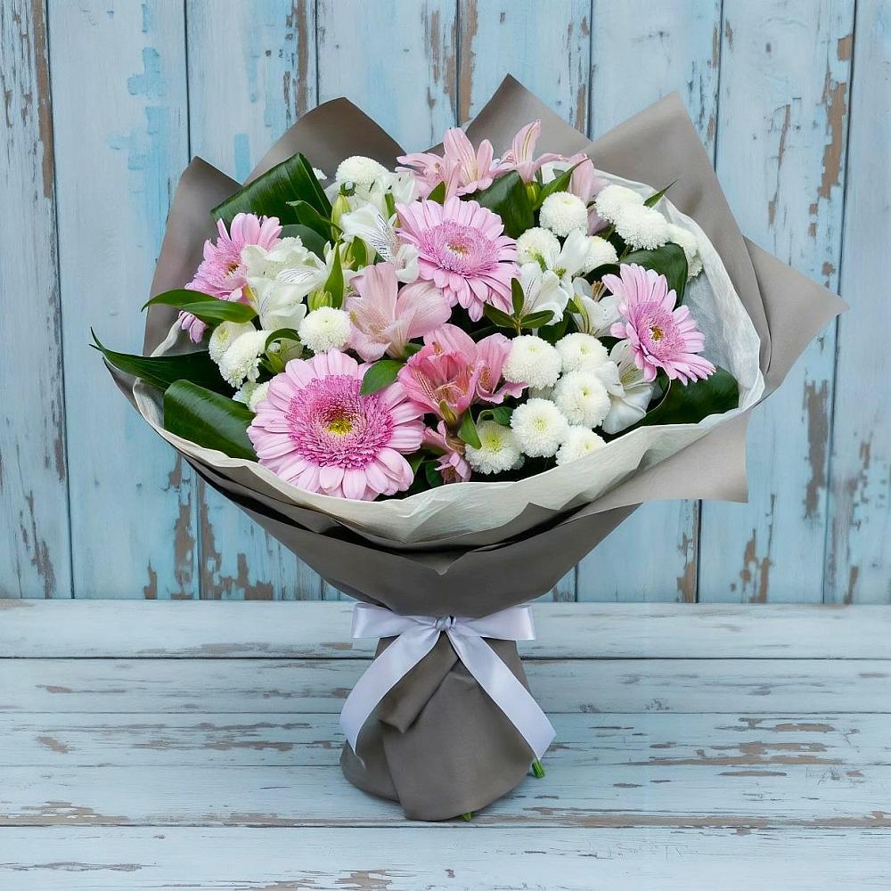 Букет цветов из: Герберы, Альстромерии и Хризантемы в Средний Икорец