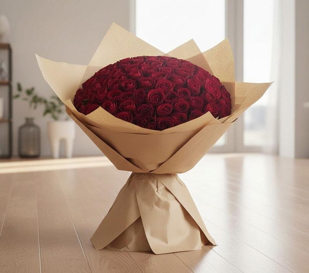 Букет 101 Красная роза в Средний Икорец
