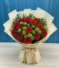 Букет цветов из:  Розы и Хризантемы в Средний Икорец