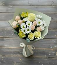 Букет цветов из:  Альстромерии, Розы и Хризантемы в Средний Икорец