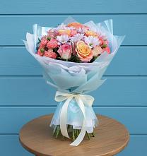 Букет цветов из:  Хризантемы и Розы в Средний Икорец